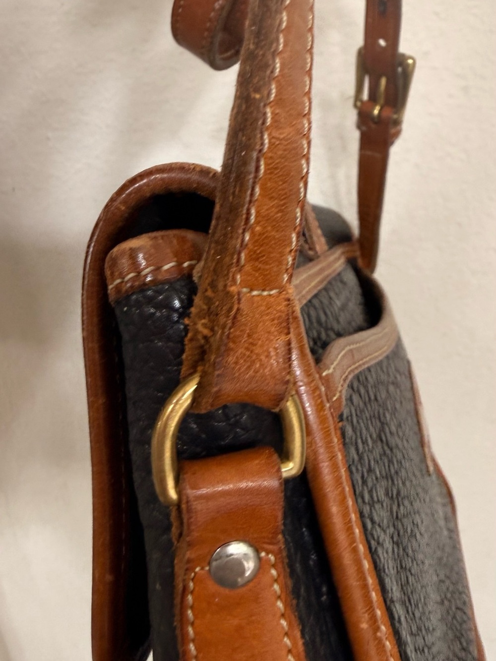 Dooney & Bourke Black with Brown Trim Pebbled Leather Crossbody Bag - Picture 6 of 11
